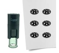 Tampon encreur CombiCraft Pizza - 10 mm rond - Encre noire - Cassette d’encrage remplaçable - Utile pour cartes de collection, bullet journals ou autres projets créatifs