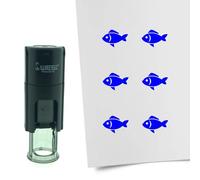 Tampon encreur CombiCraft Poisson - 10 mm rond - Encre bleue - Cassette d’encrage remplaçable - Utile pour cartes de collection, bullet journals ou autres projets créatifs