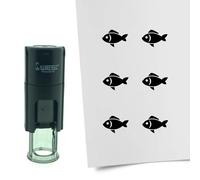Tampon encreur CombiCraft Poisson - 10 mm rond - Encre noire - Cassette d’encrage remplaçable - Utile pour cartes de collection, bullet journals ou autres projets créatifs