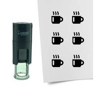 Tampon encreur CombiCraft Tasse de café - 10 mm rond - Encre noire - Cassette d’encrage remplaçable - Utile pour cartes de collection, bullet journals ou autres projets créatifs