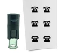 Tampon encreur CombiCraft Téléphone - 10 mm rond - Encre noire - Cassette d’encrage remplaçable - Utile pour cartes de collection, bullet journals ou autres projets créatifs