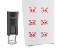 Tampon encreur CombiCraft Tête de mort- 10 mm rond - Encre rouge - Cassette d’encrage remplaçable - Utile pour cartes de collection, bullet journals ou autres projets créatifs
