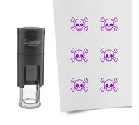 Tampon encreur CombiCraft Tête de mort- 10 mm rond - Encre violette - Cassette d’encrage remplaçable - Utile pour cartes de collection, bullet journals ou autres projets créatifs
