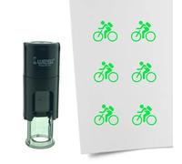 Tampon encreur CombiCraft Vélo - 10 mm rond - Encre verte - Cassette d’encrage remplaçable - Utile pour cartes de collection, bullet journals ou autres projets créatifs