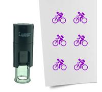 Tampon encreur CombiCraft Vélo - 10 mm rond - Encre violette - Cassette d’encrage remplaçable - Utile pour cartes de collection, bullet journals ou autres projets créatifs