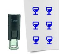 Tampon encreur CombiCraft Verre de vin - 10 mm rond - Encre bleue - Cassette d’encrage remplaçable - Utile pour cartes de collection, bullet journals ou autres projets créatifs