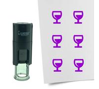 Tampon encreur CombiCraft Verre de vin - 10 mm rond - Encre violette - Cassette d’encrage remplaçable - Utile pour cartes de collection, bullet journals ou autres projets créatifs