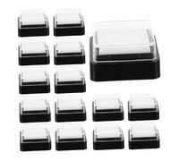 Tampon Encreur DIY Vierge Carré Noir, Lot de 20 pour Loisirs Créatifs | Usage Multi-support, Bords Arrondis, Couvercle Plastique Transparent, Petite Boîte de Rangement Incluse
