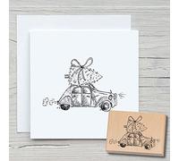 Tampon encreur en bois Motif canard de Noël 80 x 55 mm