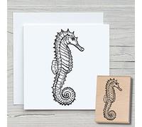 Tampon encreur en bois Motif hippocampe 30 x 65 mm