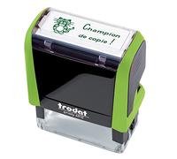 Tampon encreur enseignant "Champion de copie" Trodat Printy 4910 encrage automatique rechargeable - Encre de couleur verte - Format de l’impression 26 x 9 mm - Idéal pour marquer les copies des élèves