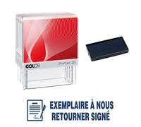 Tampon Encreur Exemplaire À Retourner Signé Colop Printer 20 38x14mm Bleu