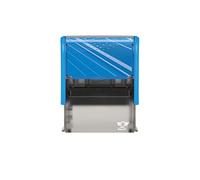 Tampon encreur personnalisable avec votre propre texte tampons-bureau.fr - Imprint 12 - Monture bleue - Format de l'impression 46 x 17 mm - Max 4 lignes de texte - Encre noire incluse
