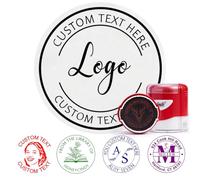 Tampon Encreur Personnalisable - Tampon Auto - Encreur Personnalisé avec Logo Texte - Tampon Personnalisé pour Entreprise, Livres, Adresse, Enseignants - Rond 42mm