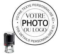 Tampon Encreur Personnalisable - Tampon Personnalisé avec Logo Texte - Tampon Auto-Encreur Personnalisable pour Entreprise, Adresse, Signature