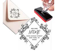 tampon encreur personnalisable Tampons Encreurs adresse de script de cadre floral cadeau mariage étiquettes personnalisées tampon entreprise