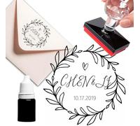 tampon encreur personnalisable Tampons Encreurs économies rustiques de jardin l'Auto-encrage rond 2 cadeau mariage étiquettes personnalisées tampon entreprise