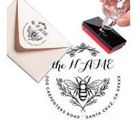 tampon encreur personnalisable Tampons Encreurs Honey Bee Rustic Script Nom de famille Retour Adre cadeau mariage étiquettes personnalisées tampon entreprise