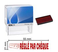Tampon Encreur Réglé Par Chèque Colop Printer 40 59x23mm Rouge