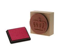 Tampon encreur vintage en bois avec motif couronne pour emballage cadeau et carte