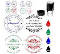 Tampon Entreprise Personnalisé Auto-Encreur Ronds Personnalisable pour Carnet D'adresses Signature nom Lettre Logo Adresse de retour Tampon pour Bureau Enseignant Mariage, style d'adresse