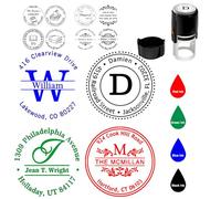 Tampon Entreprise Personnalisé Auto-Encreur Ronds Personnalisable pour Carnet D'adresses Signature nom Lettre Logo Adresse de retour Tampon pour Bureau Enseignant Mariage, style lettre