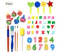 Tampon Éponge De Peinture Pour Enfants, 51 Pièces/Ensemble, Graffiti Innovant, Peinture, Dessin, Bricolage, Jouet D'art, Jouets Éducatifs De Maternelle