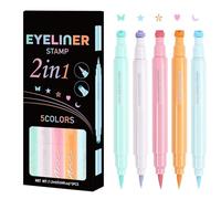 Tampon eye-liner ailé coloré - Joint à double tête Colorful 5 Liquid Liner | Tampon en forme de cœur/lune/fleur/étoile avec eye-liner Stylo eye-liner imperméable 2 en 1 | Eye-liner double extrémité |