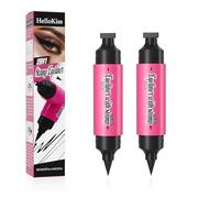 tampon eyeliner yeux, Stylo Eyeliner 2 en 1 Pliable à 90°, Double Embout Tampon de Fin de Regard et Pointe Fine, Anti-Bavure Longue Durée, Maquillage des Yeux Facile pour Débutante (Noir et brun)