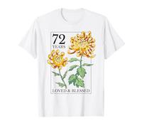 Tampon Floral 72 Years Loved and Blessed 72e Anniversaire T-Shirt