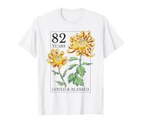 Tampon Floral 82 Years Loved and Blessed pour 82e Anniversaire T-Shirt