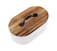 Tampon Holder - Boîte de rangement en bois pour l'organisation de la salle de bain, conteneur décoratif cosmétique et médicament avec couvercle, organisateur en épingle à cheveux pour le casier de l'é