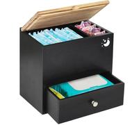 Tampon Holder, Tampon Box Wooden Decorative Dispenser, Bathroom Organizer, Pads Tampons Wipes, Rustic Countertop Storage for Guest Sink Apartment Toilet Spa Beauty Home 9.41x8.9x5.59 inches