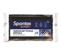 Tampon nettoyage difficile - SPONTEX EXPERT - Récurage intensif - Paquet de 6