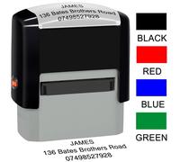 Tampon personnalisé auto-encreur en caoutchouc 38 x 14 mm pour le travail des adresses professionnelles jusqu'à 3 lignes, 4 couleurs et polices disponibles