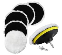 Tampon Polissage en Laine disque polissage de voiture de 125 mm Éponge de Disque Kit avec Adaptateur de Perceuse pour Polissage de Voiture Meulage Cirage