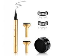 Tampon pour cils inférieurs et eyeliner, kit de tampon 2 en 1 pour cils inférieurs, imperméable, outil de maquillage rapide pour les yeux, application facile pour les débutants, #doré et noir
