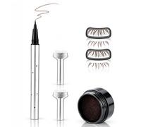 Tampon pour cils inférieurs et eyeliner, kit de tampon 2 en 1 pour cils inférieurs, imperméable, outil de maquillage rapide des yeux, application facile pour les débutants, #marron argenté