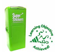 Tampon pour enseignant, tampon de marquage éducatif, tampons de récompense pour l'école - Objectif d'apprentissage atteint, boutons-pression à confettis, taille d'impression env. 23 x 23 mm, encre