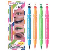 Tampon pour eye-liner - Longwear Doublongwear Double tête 4 couleurs Liquid Stamp Beauty Eye Liner Pen - Outil de maquillage pour les yeux avec