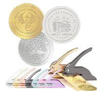 Tampon pour Livres Personnalisé, Embosseur Ex Libris Personnalisable avec Texte ou Logo, Embosseurs Marquage en Relief pour Livres, Cartes, Bibliothèques, Enveloppes, Invitations de mariage (Style 2)
