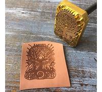 Tampon thermique en fer de marque personnalisé en bois avec poignée en bois (2,5 x 2,5 cm)