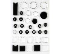 Tampon transparent 1 à 3,5 cm Vignettes 33 pièces