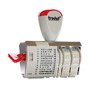 Tampon Trodat classique 1117, dateur et multiformules avec 12 textes, taille de l’empreinte 54 x 4 mm Blanc