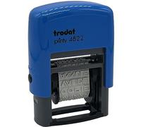 Tampon Trodat Printy 4822A avec 12 messages sur le même tampon. Encrage automatique bleu rechargeable.