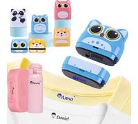 Tampon Vetement Enfant Personnalisable Double Couche-Tampons Prenom Vetement Enfant de Dessin Animé, Tampon Encreur Textile Personnalisé à Encre 3 Couleurs