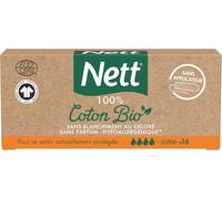 Tampons 100% Coton Bio Super Sans Applicateur (Boîte De 16 Pièces) ¿ Tampons En Coton Non Blanchis Au Chlore Et Sans Parfum ¿ Tampons Hypoallergéniques Avec Rainures Incurvées