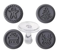 Tampons à biscuits sur le thème de Noël - Presse à biscuits en silicone avec 4 motifs | Boîte d'élan de qualité alimentaire | Arbres de Noël | Set d'estampes de fondant ho
