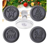 Tampons à biscuits sur le thème de Noël - Tampon à biscuits en silicone | 4 motifs de presse à biscuits en silicone | Arbres de Noël, moules à biscuits en pain d'épices de Noël pour pâtisserie, fête