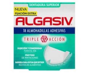 Tampons adhésifs triple action et fixation supplémentaire pour la dentature supérieure ALGASIV 18 pièces